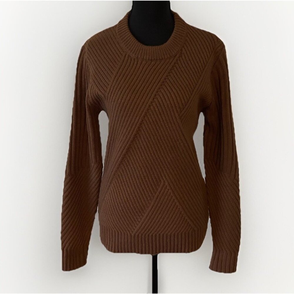 Eddie Bauer Women XS Brown Cable Knit Sweater Capsule Minimalist Outdoor Cottage - Picture 2 of 16